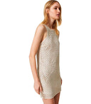 Twinset Cream Dress With Rhinestones