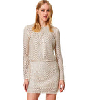 Twinset Cream Jacket With Rhinestones