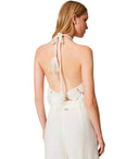 Twinset Cream Top With Feathers