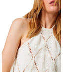Twinset Cream Top With Feathers
