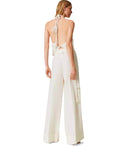 Twinset Ivory Linen Wide Leg Trousers