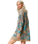 Twinset Jacquard Hearts And Leafs Beige Turtleneck Maxi Jumper