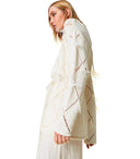 Twinset Off White Cardigan With Feathers