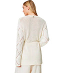 Twinset Off White Cardigan With Feathers