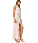 Twinset Pink Asymmetric Long Dress