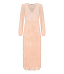 Bliźniaczka różowa koronkowa długa sukienka