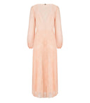 Bliźniaczka różowa koronkowa długa sukienka