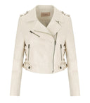 Chaqueta de motociclista blanca de gemelos