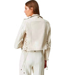 Chaqueta de motociclista blanca de gemelos