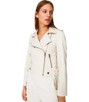 Chaqueta de motociclista blanca de gemelos