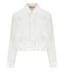 Twinset White Cropped Shirt With Lace