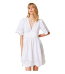 Twinset White Dress With Sangallo Embroidery