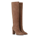 Via Roma 15 Beige Suede Heeled High Boot