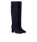 Via Roma 15 Blue Suede Heeled High Boot