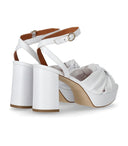 Via Roma 15 Knot White Heeled Sandal
