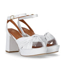 Via Roma 15 Knot White Heeled Sandal
