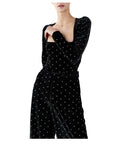Weili Zheng Black Velvet Wide Leg Trousers