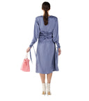 Weili Zheng Satin Periwinkle Midi Dress
