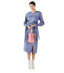 Weili Zheng Satin Periwinkle Midi Dress