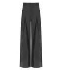 Pantalon de jambe large gris de sable blanc