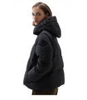 Woolrich Alsea Crop Black Cropped Hooded Down Jacket