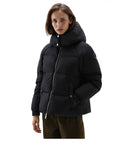 Woolrich Alsea Crop Black Cropped Hooded Down Jacket