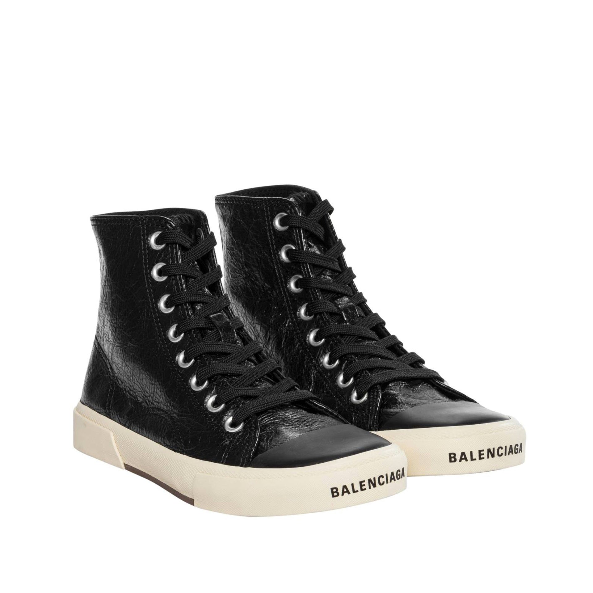靴 Balenciaga Paris High Top Leather Black Balenciaga Paris Leather Sneakers – Balardi