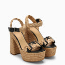 Castañer Beige/Black Jute Sandal - Balardi