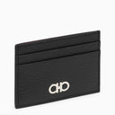 Ferragamo Black Leather Card Holder With Gancini Logo