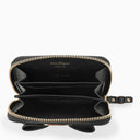 Ferragamo Vara Black Leather Zip Around Wallet With Bow