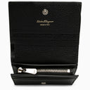 Ferragamo Small Black Leather Wallet With Logo