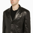 Ferragamo Black Single Breasted Leather Jacket - Balardi