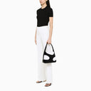 Ferragamo Medium Shoulder Bag With Cut Out Black And White - Balardi