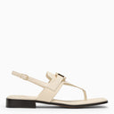 Ferragamo Ivory Gancini Ornament Thong Sandal