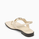 Ferragamo Ivory Gancini Ornament Thong Sandal