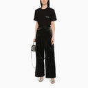 Rotate Birger Christensen Black Crew Neck T Shirt With Rhinestones - Balardi