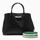 Longchamp Roseau M Black Leather Shoulder Bag