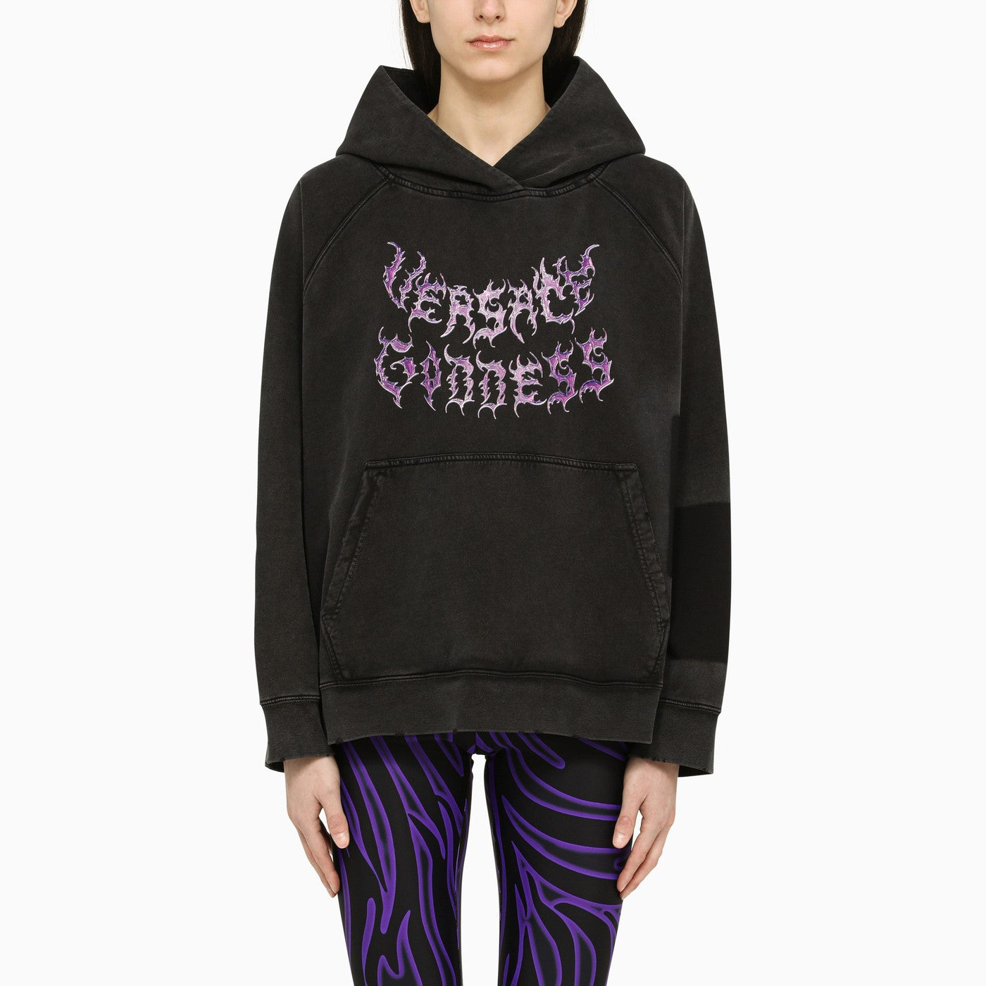 Versace Versace Goddess logo hoodie - Black