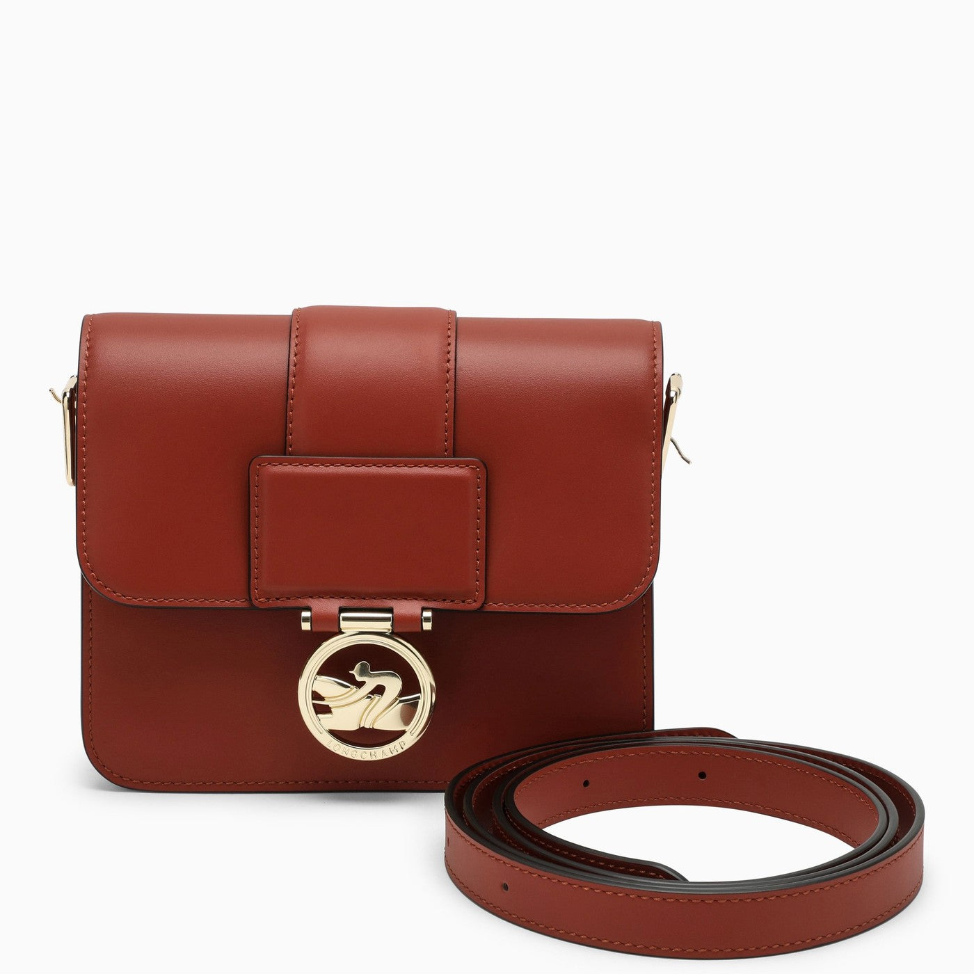 Shop Longchamp Small Box-Trot Leather Crossbody Bag