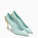 Christian Louboutin Blue Leather Ginko Pump With Gold Heel