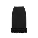 Saint Laurent Feathers Trim Silk Skirt