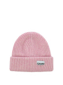 Ganni Ribbed Beanie With Patch - Balardi