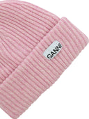 Ganni Ribbed Beanie With Patch - Balardi