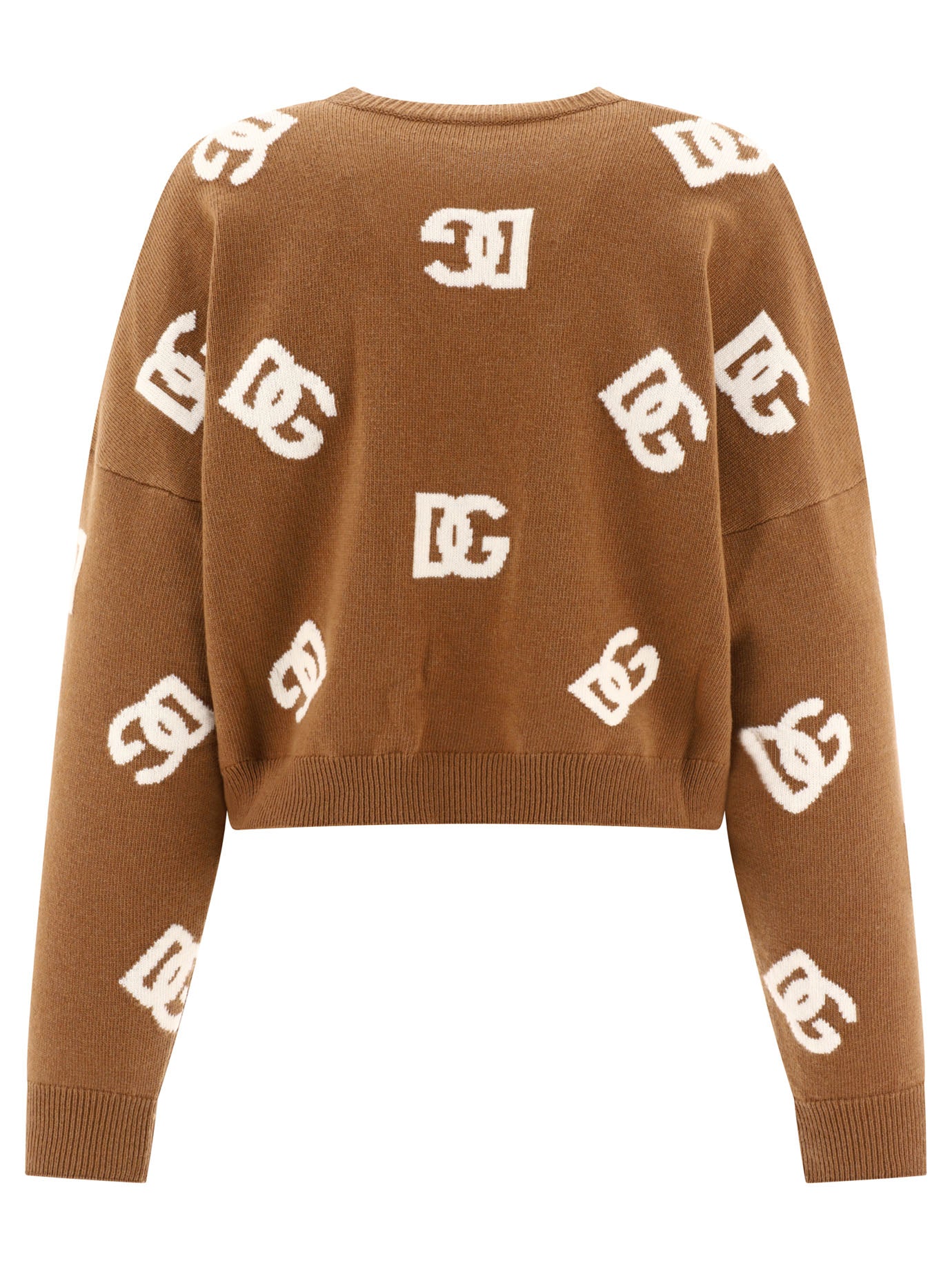 Dolce & Gabbana Cropped Wool Sweater with DG Inlay - 42