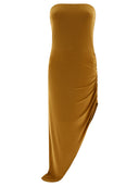Norma Kamali Strapless Side Drape Dress