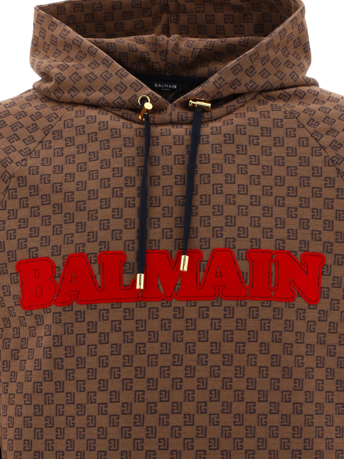 Balmain Monogram Hoodie in Brown