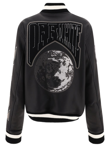 Off White Moon Varsity Leather Jacket