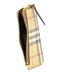 Burberry Check And Leather Zip Card Case