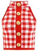 Balmain Fine Gingham Knit Sleeveless Top