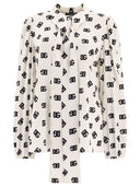 Dolce & Gabbana Charmeuse Shirt With All Over Dg Logo Print